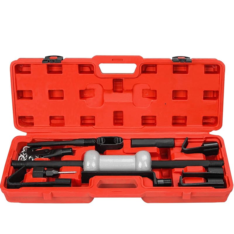 Kit de extrator de amassados com martelo deslizante Bicos, 10 lb (4,54 kg), para reparo de carroceria, com estojo, 13 peças