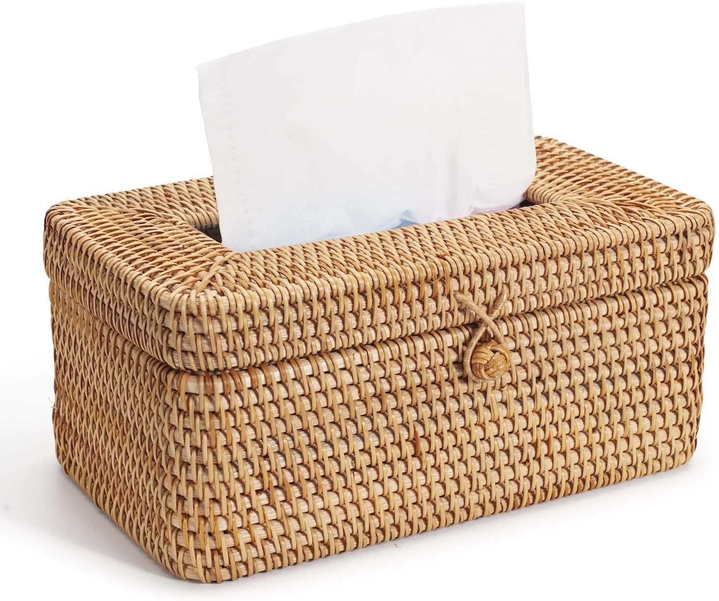 Mofish Vietnam Autumn Rattan Hand-Woven Creative Tissue Box Simple Napkin Box For Living Room Table Decoration Pumping box Paper Tube (Large-19 * 13 * 11cm)