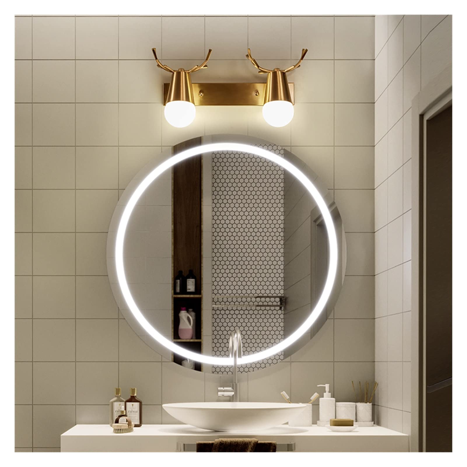 Chandelier, Wall lamp, Lights Bathroom Vanity Light Fixture Over Mirror LED Modern Sconce Lighting Gold Lamp Dressing Table Copper(L38cm-2 Lights,Cool White)
