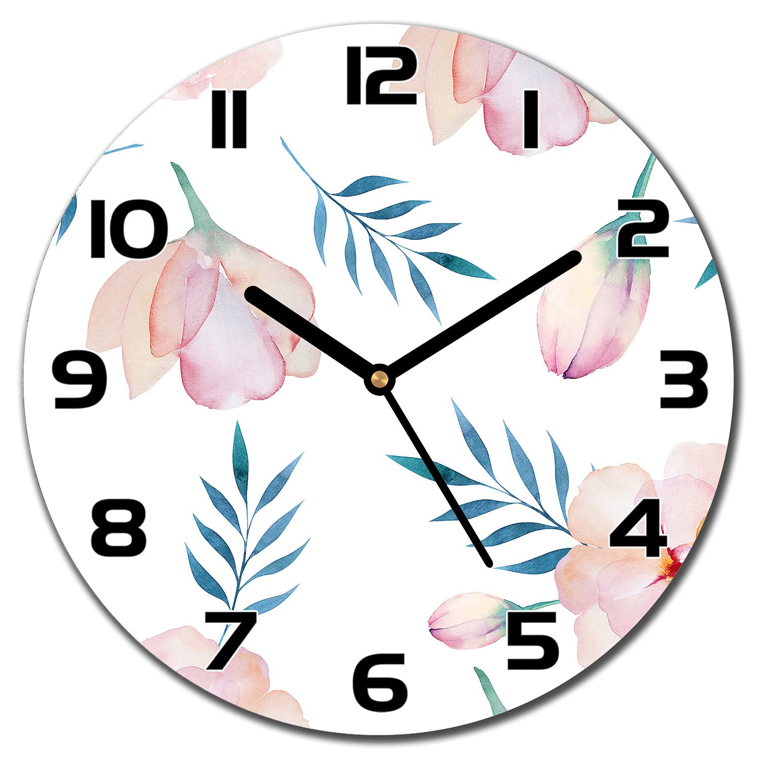 Horloge en verre fleurie pour une décoration de cuisine moderne