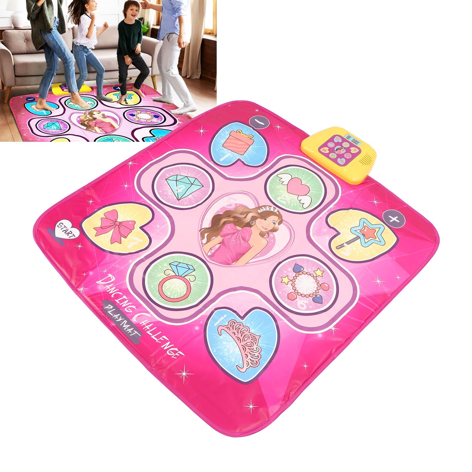 Asixxsix Tappetino da Ballo Elettronico, Tappetino da Gioco Musicale Pieghevole in Plastica Migliora la Coordinazione Tappetino da Ballo Programmabile con Connessione Wireless per Bambini