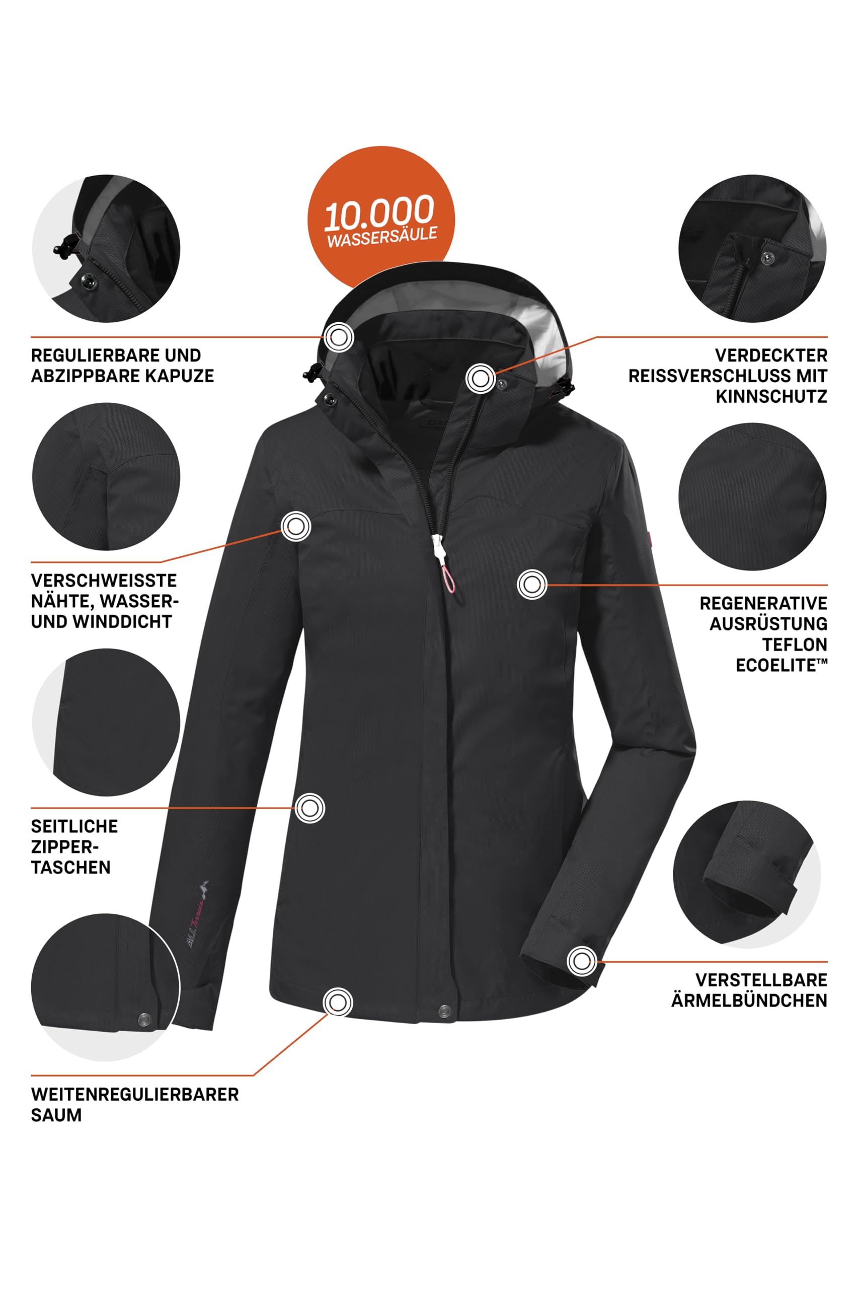 killtec Damen Funktionsjacke/Outdoorjacke mit abzippbarer Kapuze