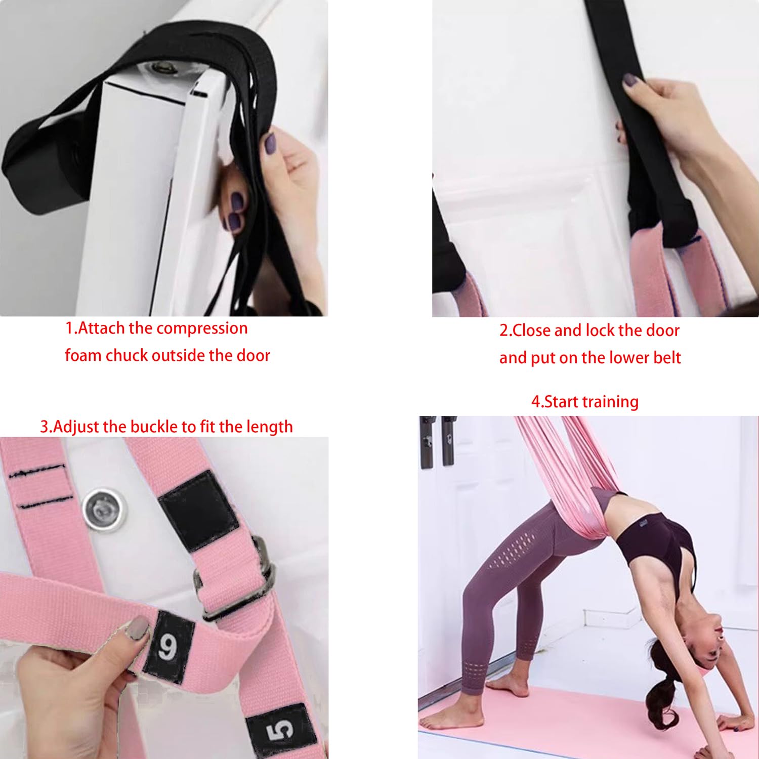 Cinghia Yoga Attrezzi Pilates Reformer Accessori - Rosa, 1 Pezzo, Strap leg Stretching, Esercizio di Stretching Inverso per Balletto Ginnastica Flessibilità Formazione