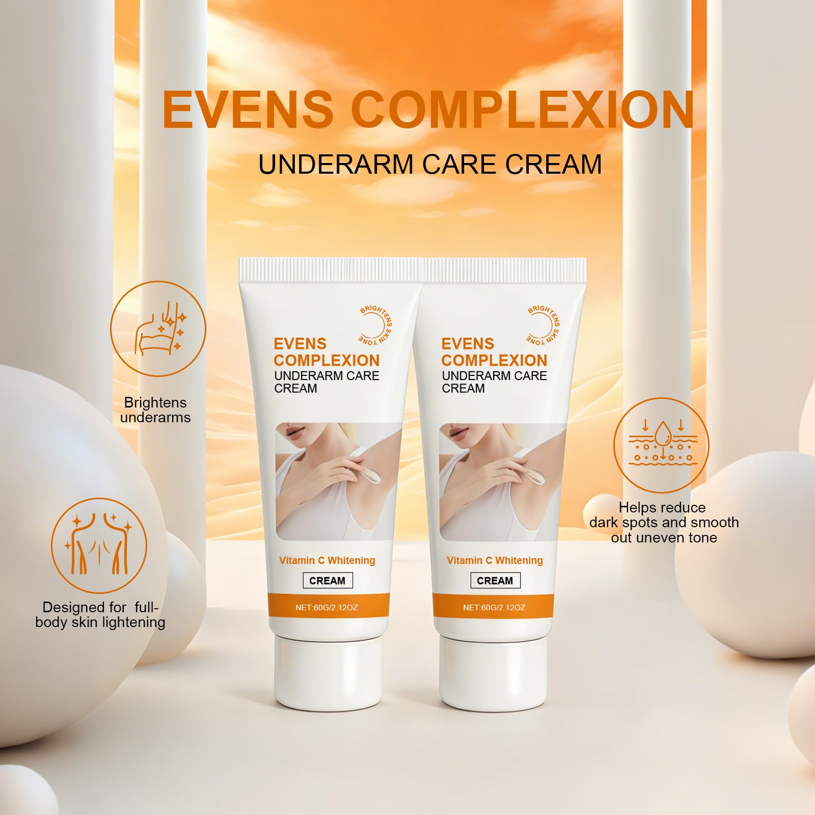 Crema Aclarante Corporal 120g,Tratamiento para Manchas Oscuras, Apto para Axilas,Rodillas y Zonas Íntimas,Hidratación Profunda para un Tono de Piel Más Uniforme y Suave - 2