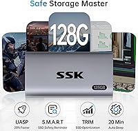 Vista 4 de SSK Disco duro externo SSD de 128 GB, SSD portátil de hasta 550 MB/s, unidades de estado sólido rápidas, unidad externa USB 3.2 Gen2 para iPhone