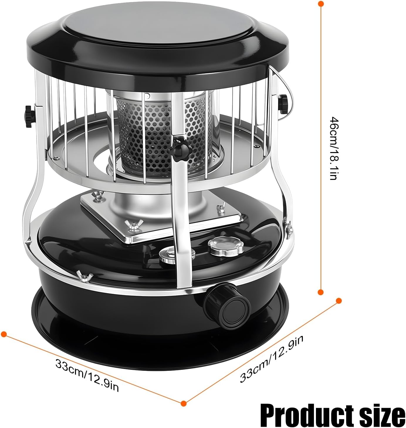 2 in 1 Portable Kerosene Heater Non electric Indoor Outdoor Heater Portable Indoor Kerosene Radiant Heaters for Home Garage and Camping Black
