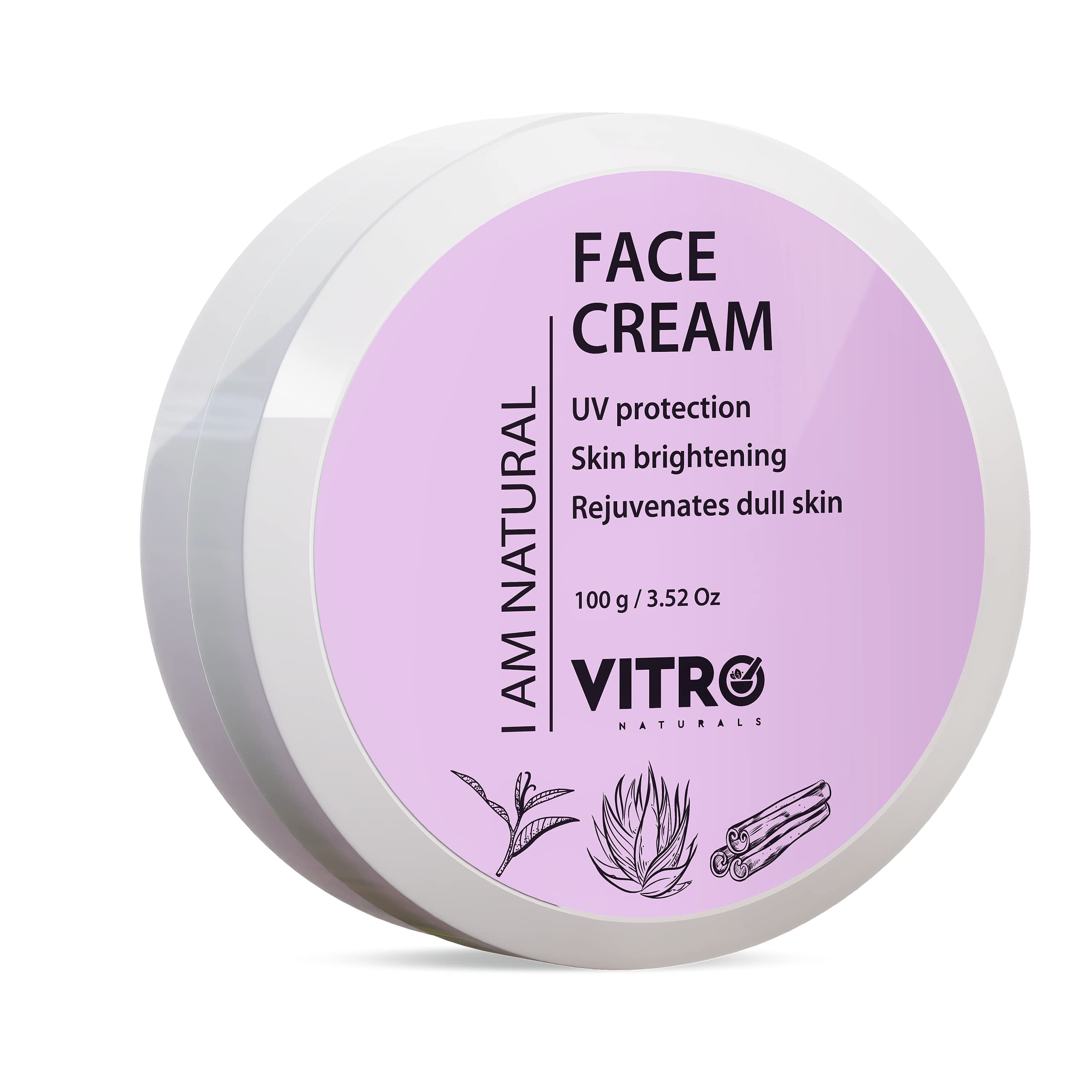 Natural Face Cream For Dark Spot Reduction | Cream for Oily Skin & Dry Skin | Non-Greasy Moisturiser Cream with UV Protect | I AM NATURAL, 100 ml
