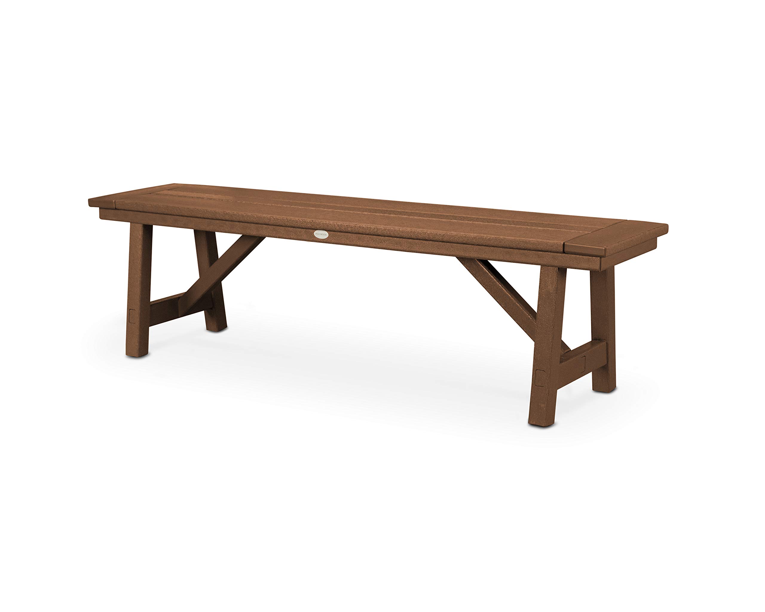 POLYWOOD Rustic Farmhouse 60" Backless Bench in Teak