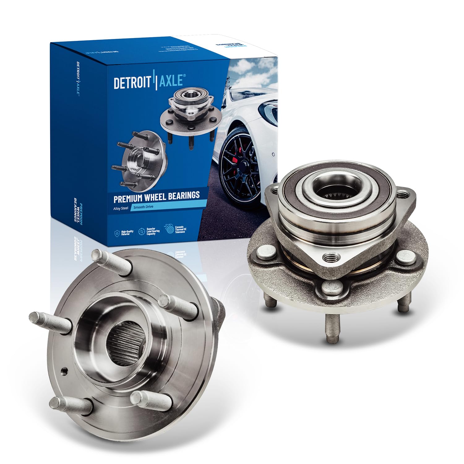 Detroit Axle - Front Wheel Bearing Hubs for Buick Cascada Verano Cadillac ELR ATS Volt Chevrolet Orlando Cruze, 2 Wheel Bearing & Hubs Assembly Set Replacement