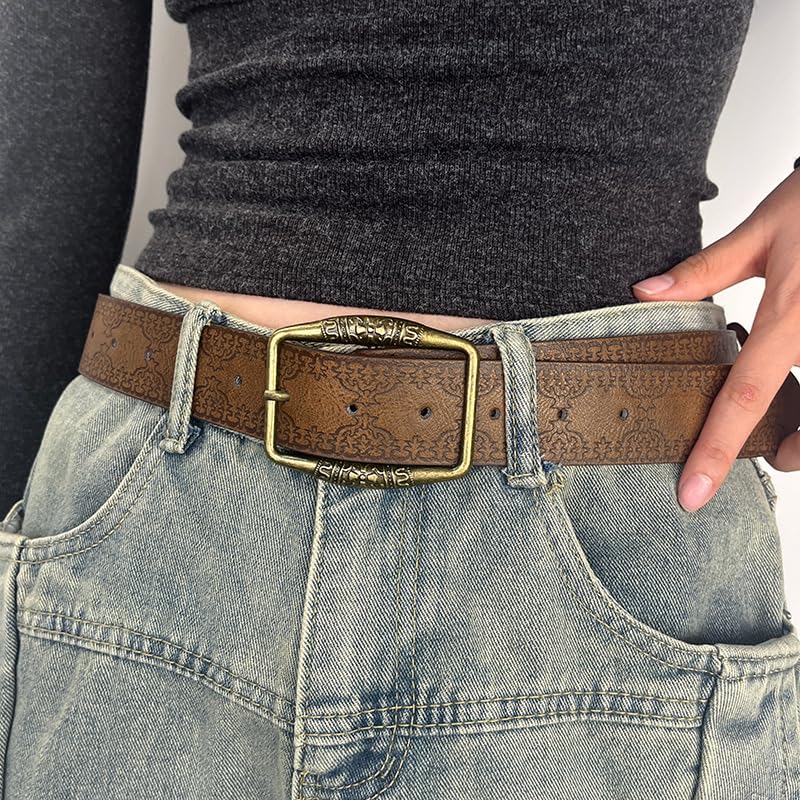 Brown Western Belt for Women Cowgirls Leather Belts Cowboy Waist Belt for Jeans Pants Dresses2