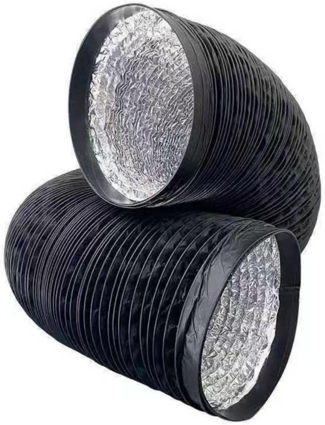 Portable AC Exhaust Hose 600CM 19.7FT Flexible Aluminum Fire Resistant Dryer Vent Ducting for HVAC Ventilation Heating Cooling Exhaust Black White Gray 6 (Black,16.5cm)