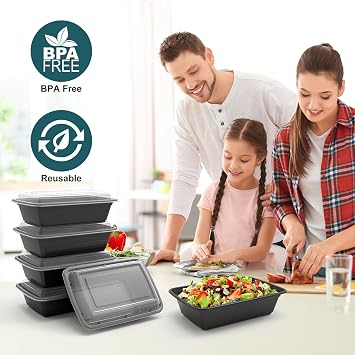 Meal Prep Containers 50Pack 16oz and Deli Containers with Lids 16oz 48 Sets, Leakproof, BPA Free/Microwave/Freezer/Dishwasher Safe