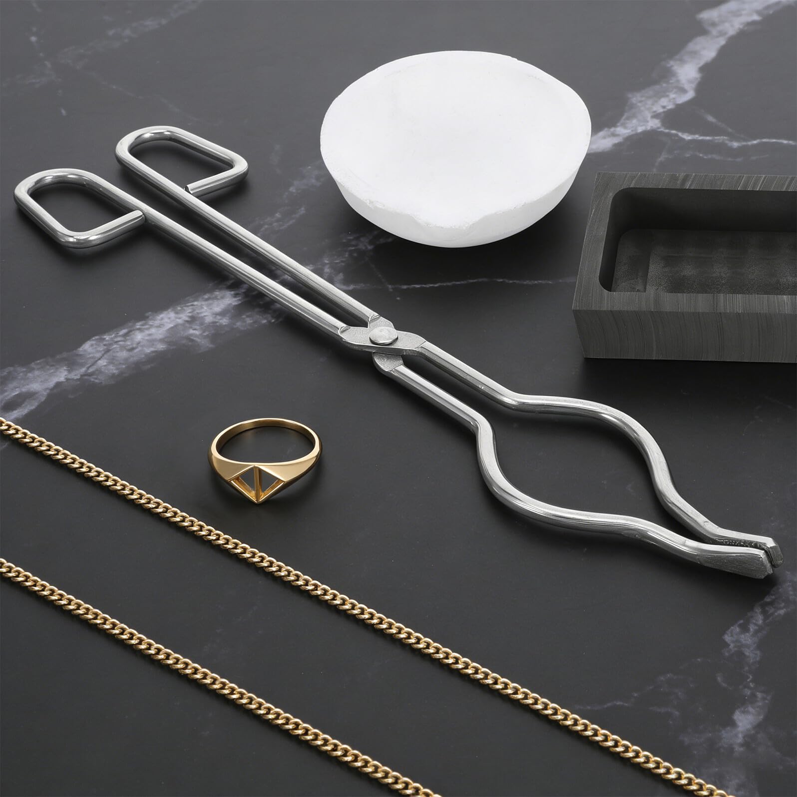 Kit per Fondere Oro con Crogiolo in Grafite Resistente all'Usura e Alta Temperatura, Accessori per Progetti DIY e Stampi per Fusione Metalli