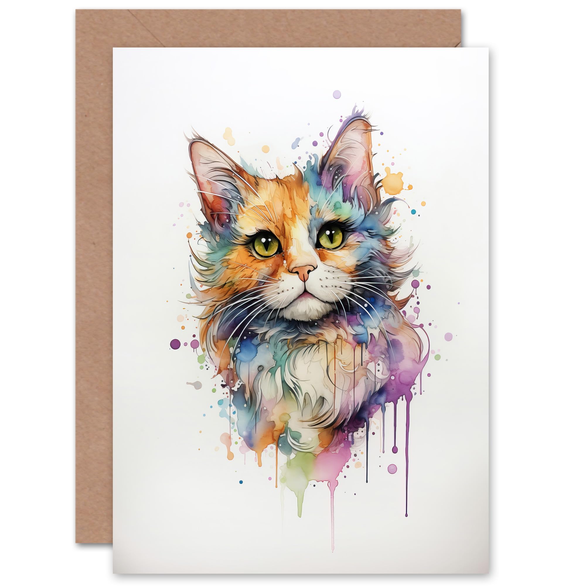 Artery8 Watercolour Pet Portrait Painting Artwork Greeting Card