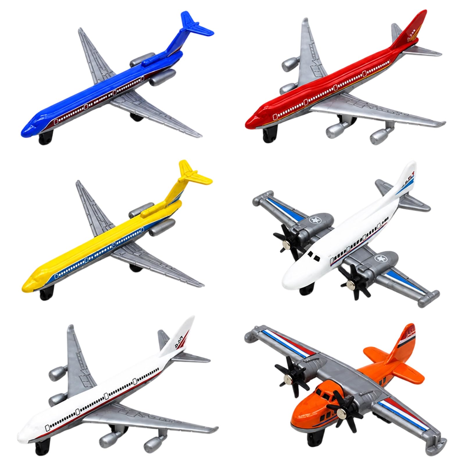 Small Aeroplane, 6 Pcs Airplane Set, Educational for Tod dlers, Die-Casting Plane, Alloy Plane Model/Glider Airplane/Airplane, Birthday Cake Decoration, Air Force Party Gift