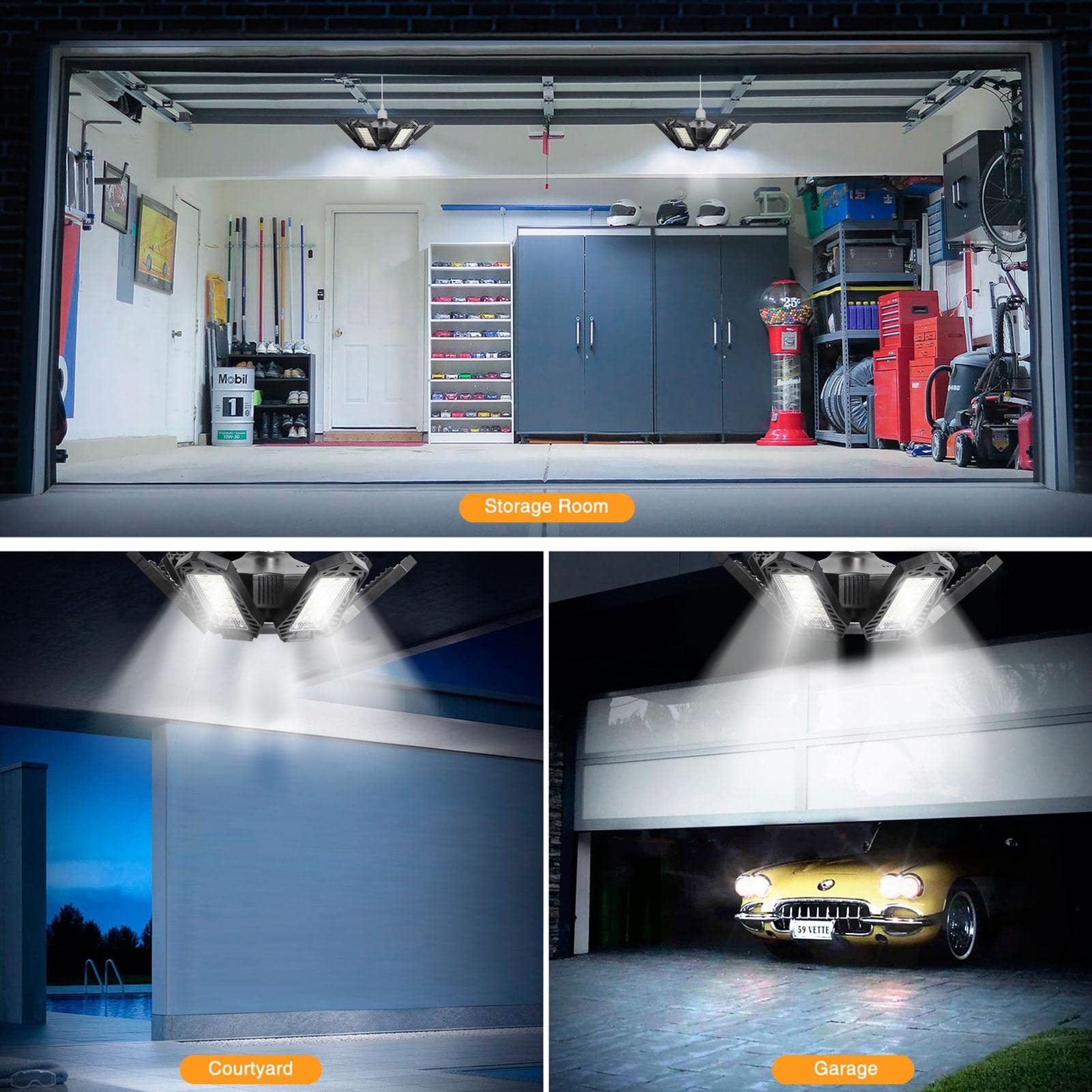 ガレージLED照明 LEDガレージライト,六角形,ガレージ照明,天井アセンブリ