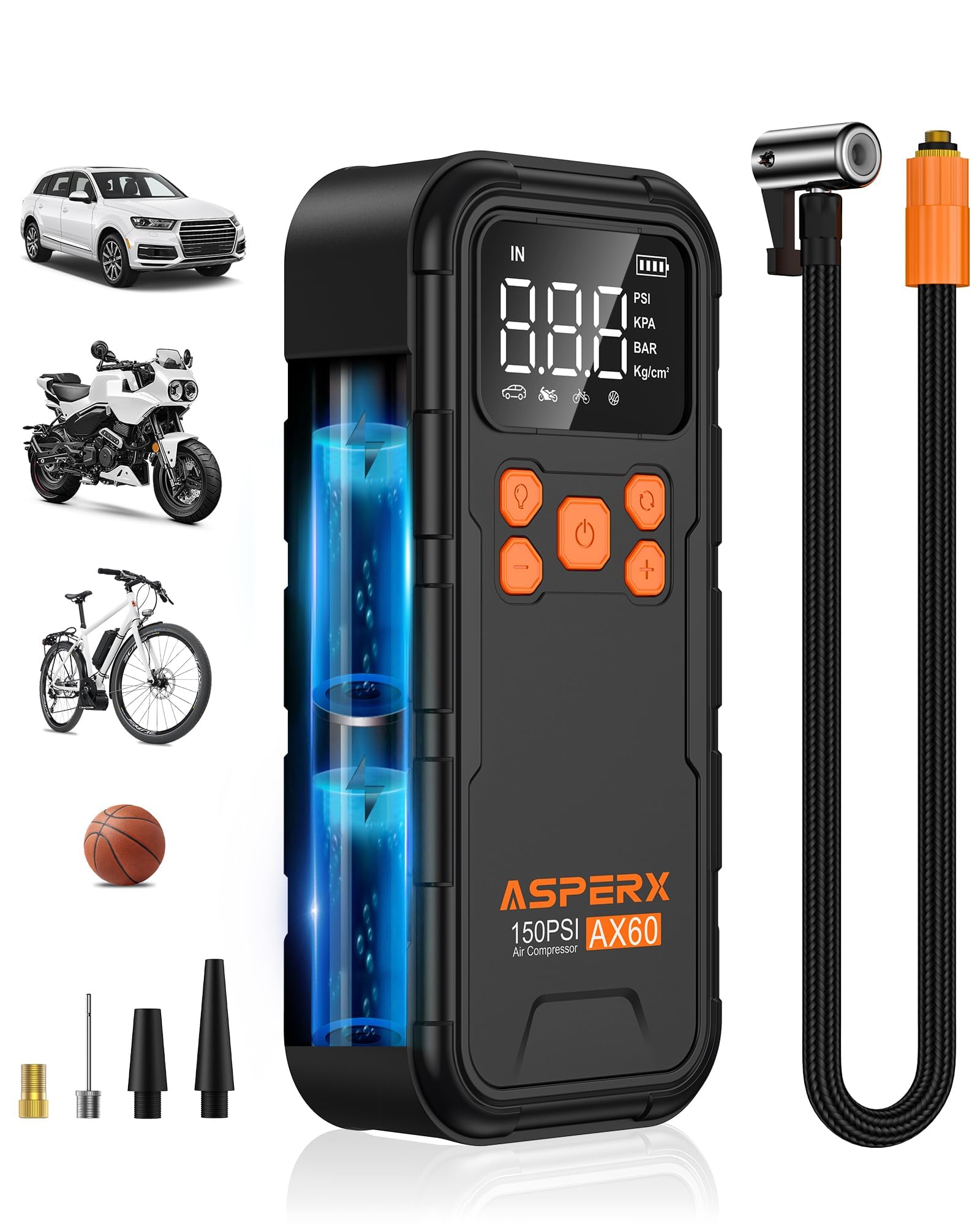 Tire Inflator Portable Air Compressor, 3x Faster 150PSI Cordless Air Pump With