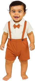 Macitoz Stylish Dungaree for Baby Boys | Half Sleeves & Knee Length with Bow | Suitable as Casual & Party Wears Baby dress Price In India