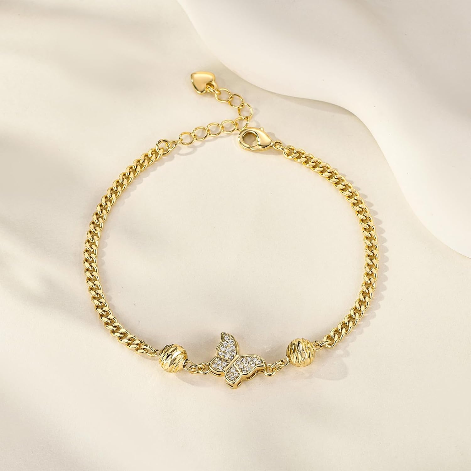 Bracelet for Women 14K Gold Plated Cubic Zirconia Bracelet, Classic Crystal Cuban/Cable Chain Bracelet, Delicate Link Bracelet Gift for Her - Image 2