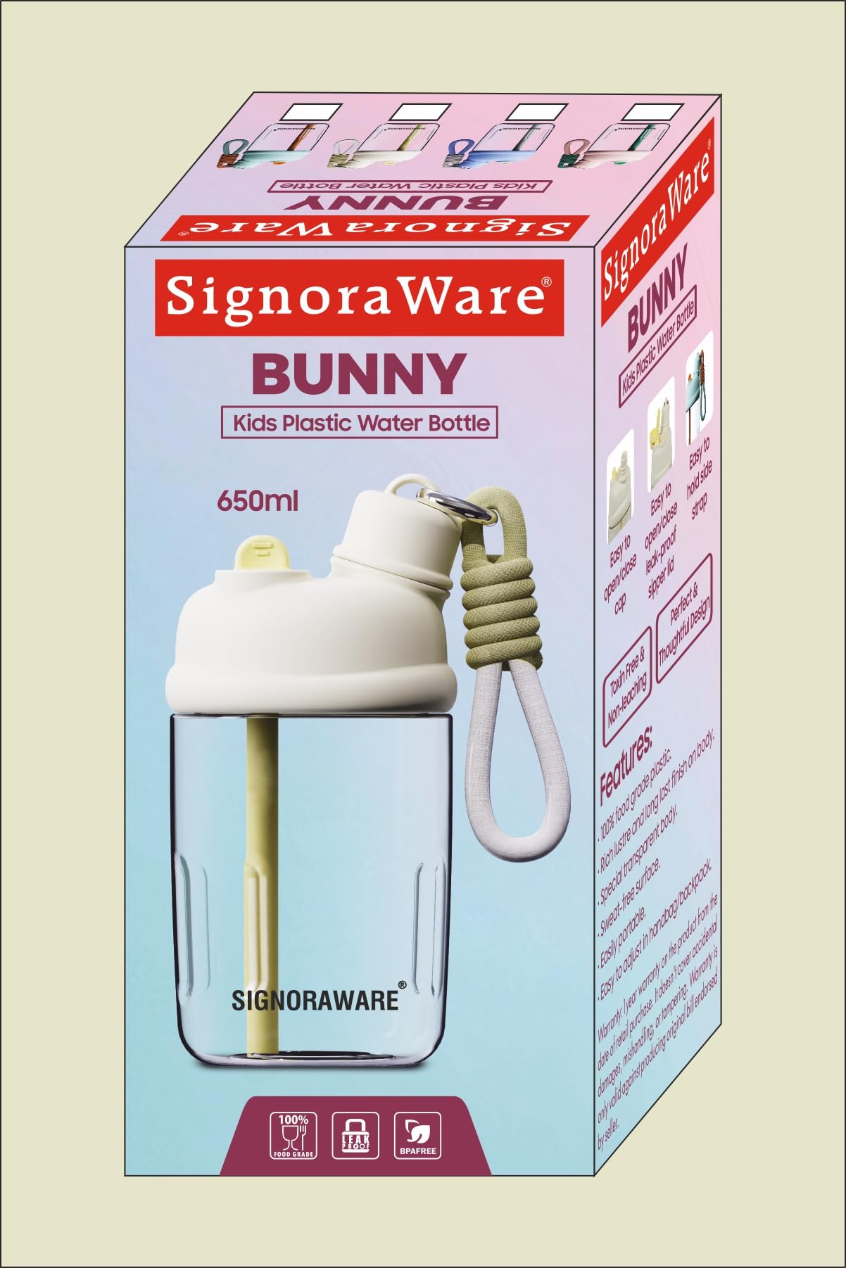 Signora Ware Bunny Kids Water Bottle - BPA Free -4