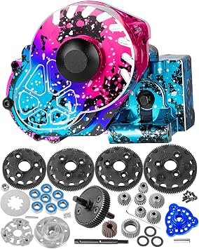 Metal Magnum 272R Assembled Transmission Upgrades Part for 1/10 Slash/Rustler/Stampede/Bandit 2WD VXL,Gearbox Transmission Bundle with Tooth Spur Gear Hops Up. #9495 Pink&Blue