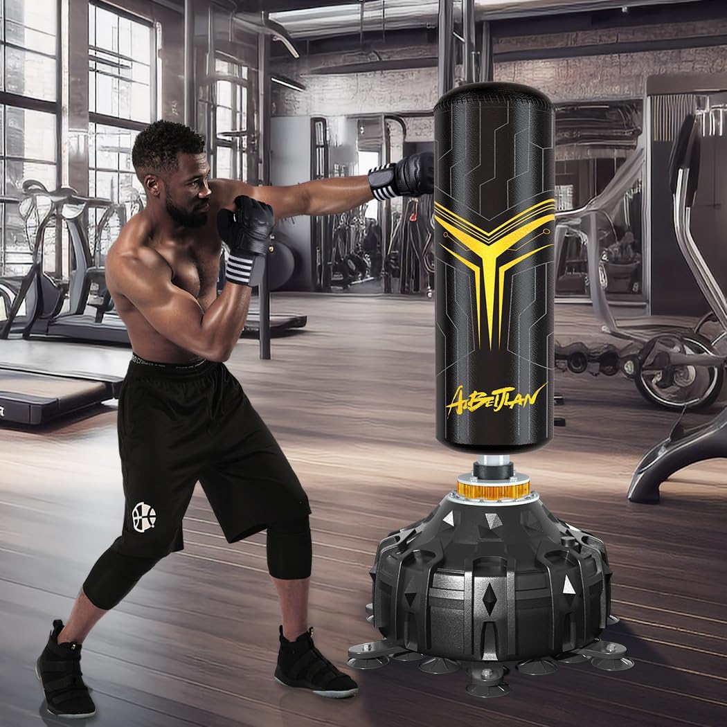 Freestanding Punching Bag with Boxing Gloves, Boxing Bag with Suction Cup Base for Adult Teens-Standing Kickboxing Bag for Home Office Gym
