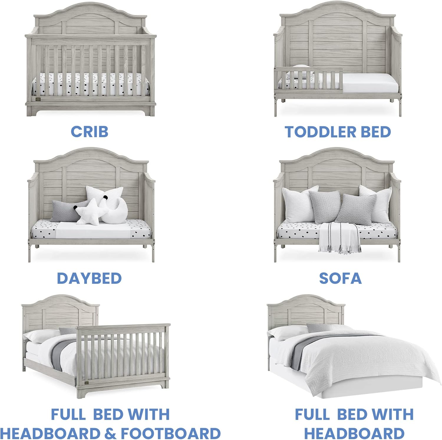 Convertible Crib Simmons Kids 6-in-1 Rustic Grey (Toddler Rail