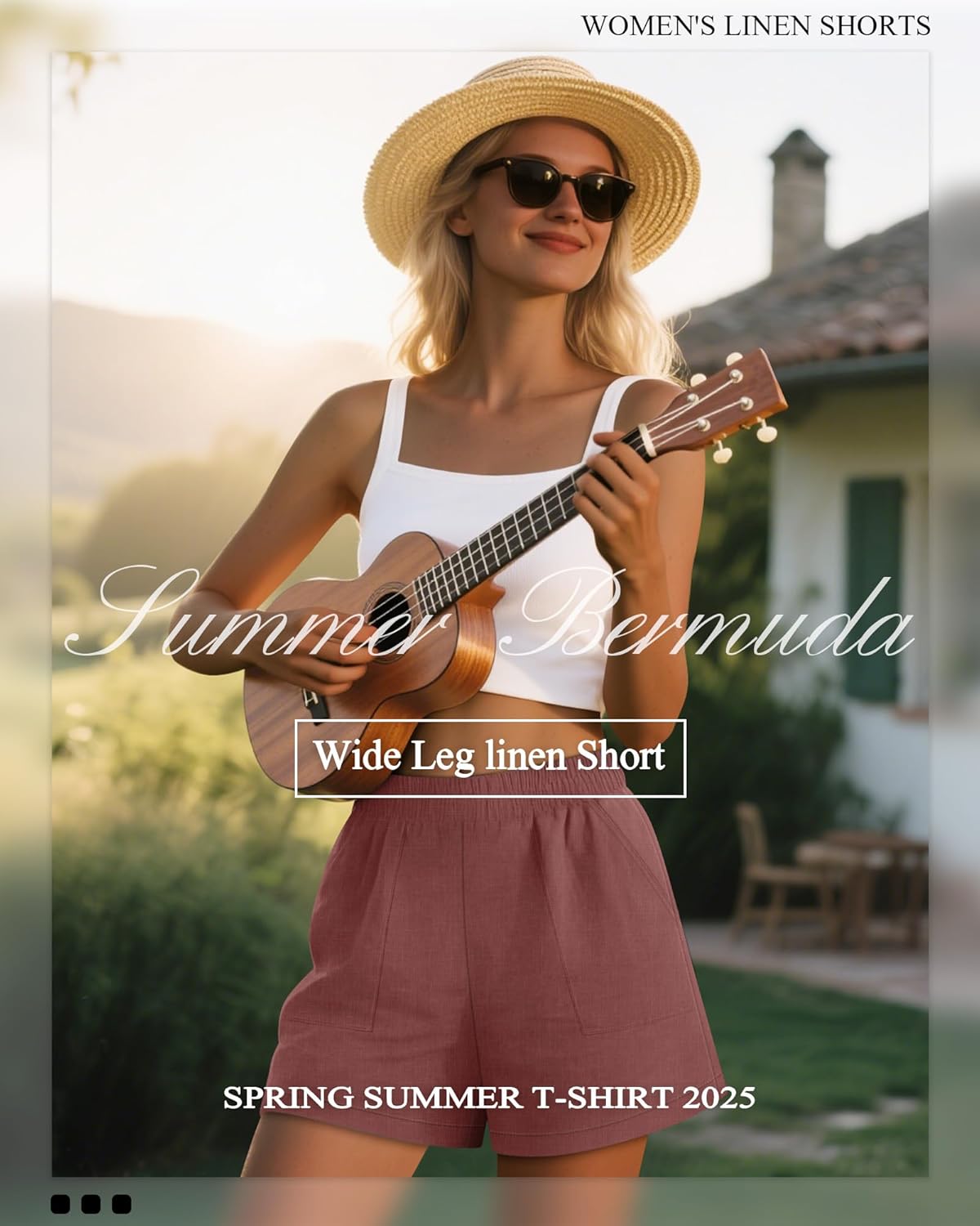 Neer 2 Pack Women's Casual Linen Shorts, Comfy Elastic High Waisted 2026 Wide Leg Summer Lounge Short with Pockets - Image 7