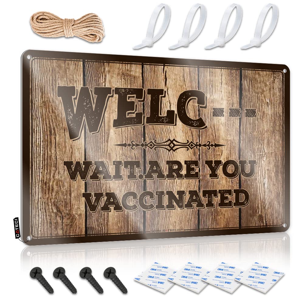 Sign With Western Cowboy Decor Folded Edge - Women Power Hanging Wall-mounted Cool Wall | Funny Metal Garage & Welc Wait Are You Vaccinated
