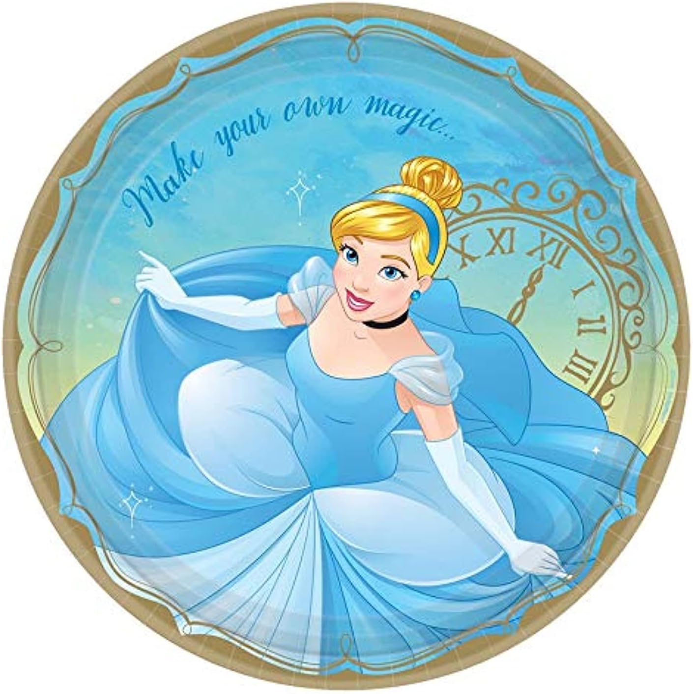 amscanEnchanting Disney Princess Cinderella Round Paper Plates - 9" (Pack of 8) - Vibrant Multicolor Design - Perfect for Magical Themed Parties, Birthdays & Celebrations