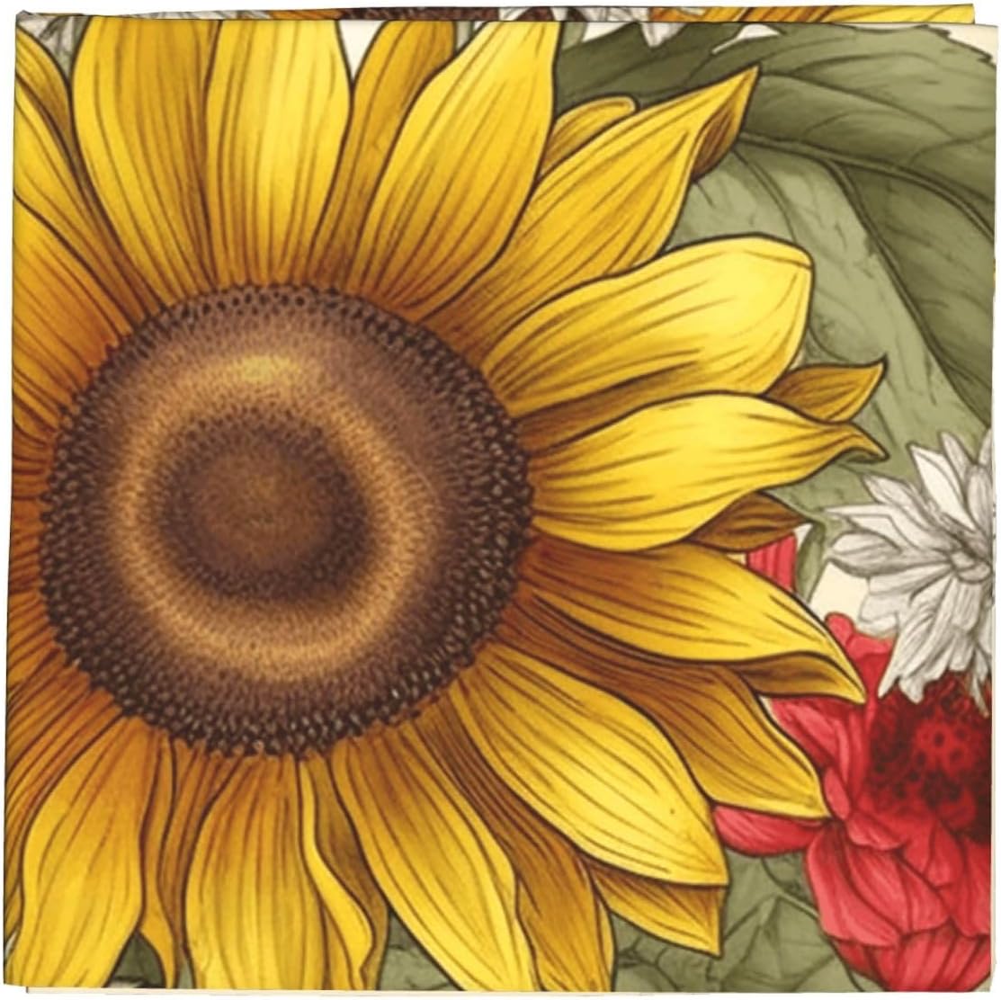 Cooling Bandanas for Men Women Square Hair Scarf 22" x 22" Novelty Headband Bees Sunflowers Daisy Rose Flowers Neckerchief