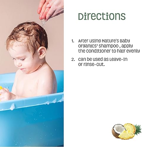 Miniatura 6 de Nature's Baby Acondicionador y desenredante  Formulado para problemas y pieles sensibles  Sin lágrimas  Sin sulfato ni fragancias artificiales  Piña