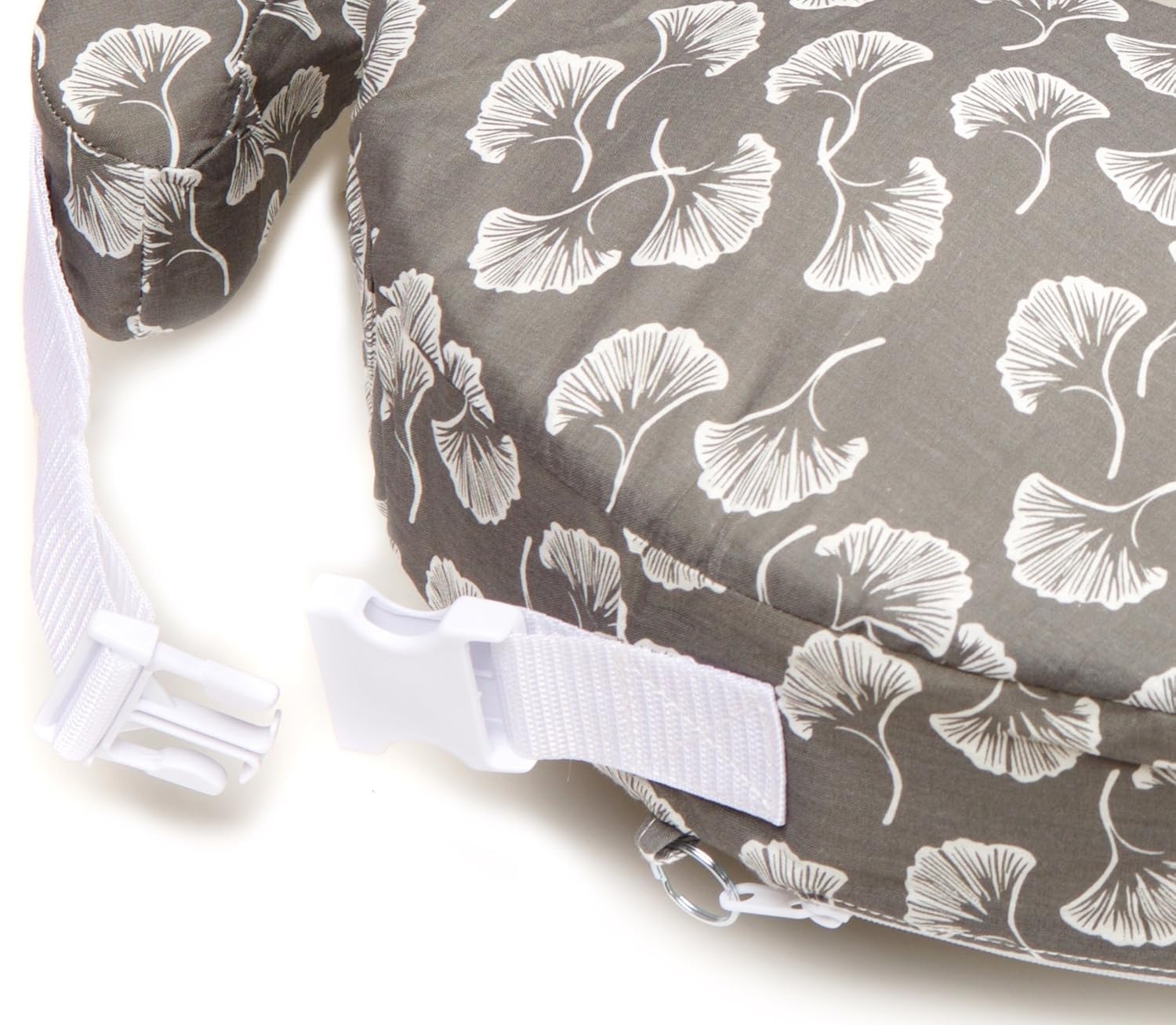 My Brest Friend Almohada de Lactancia Original Mejorada ergonómica Esencial para la Lactancia Materna para mamá y bebé con práctico Bolsillo Lateral, Correas Dobles y Funda, Ventiladores Grises