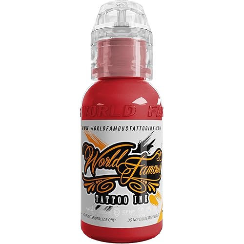 World Famous Tattoo Ink - Sailor Jerry Red Tattoo Ink - Professional Tattoo Ink & Tattoo Supplies - Skin-Safe Permanent Tattooing in Bold Shades - Vegan & Non-Toxic (1 oz)