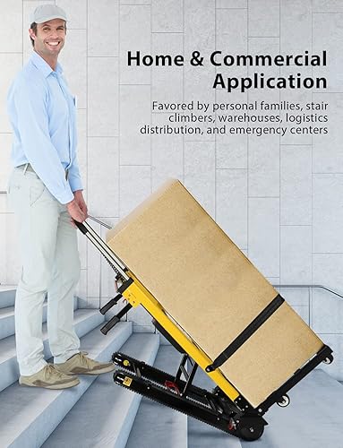 Miniatura 6 de Camiones de mano eléctricos para escalar escaleras, 120 W, motor de 440 libras, carrito eléctrico plegable con cargador de batería de litio, 6