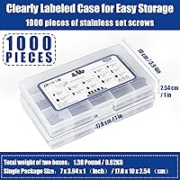 Vista 5 de Juego de 1000 piezas surtidas de tornillos métricos + SAE, juego de tornillos Allen de cabeza hexagonal interna con punta en copa, tornillos