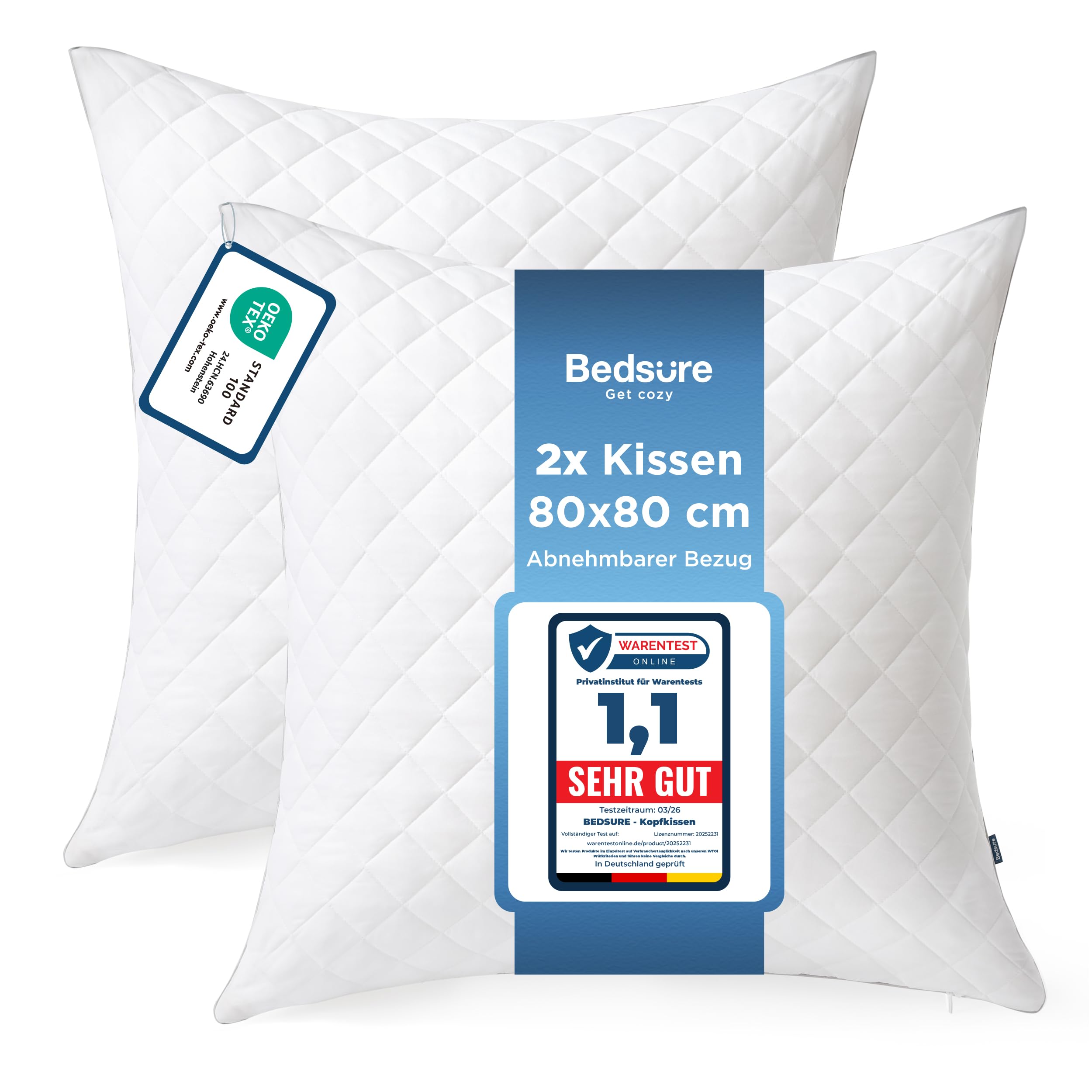 BEDSURE Kopfkissen mit Reißverschluss