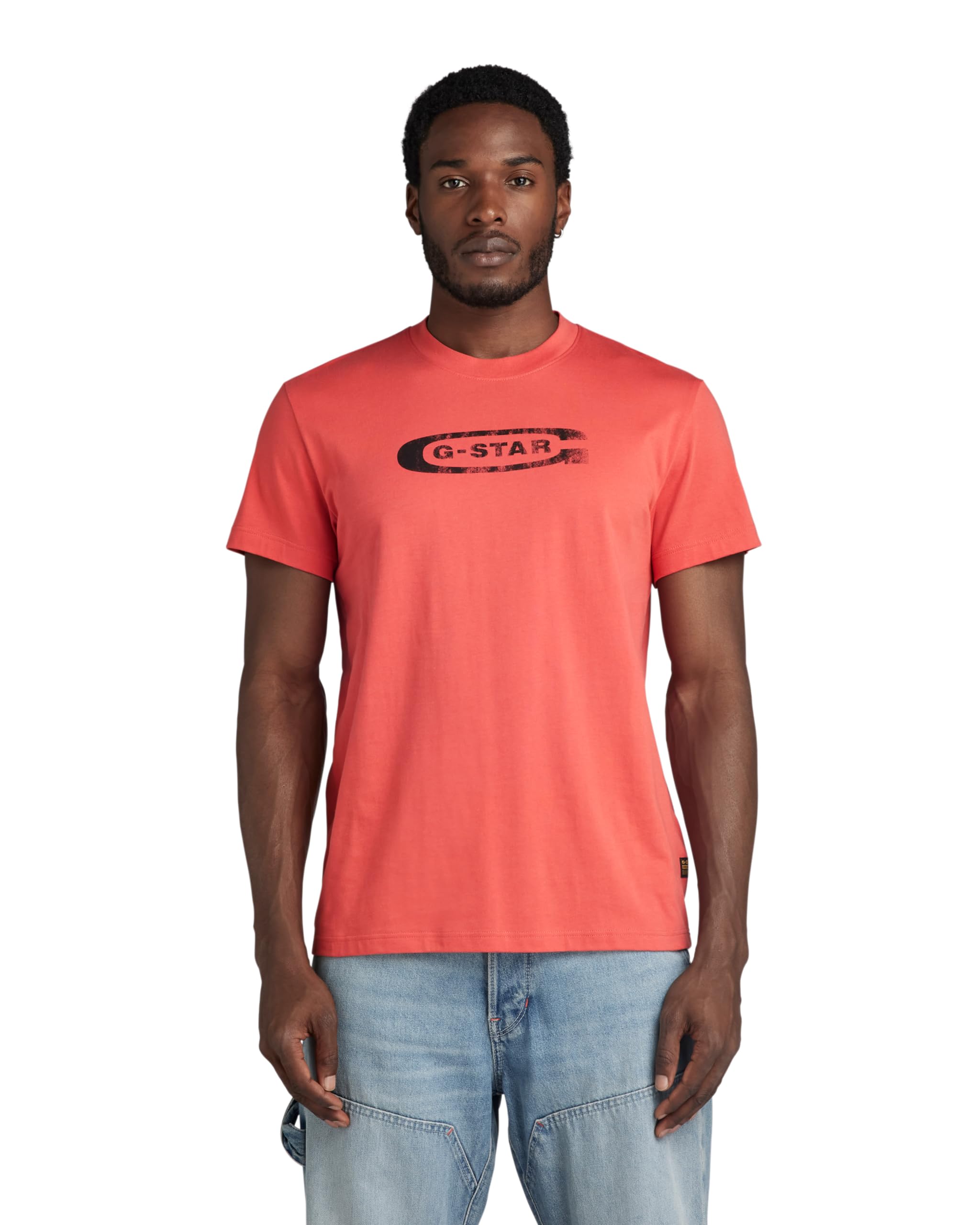 G-Star Men's Distressed Old School Logo T-Shirt, Pink (finch D24365-336-5789), XS