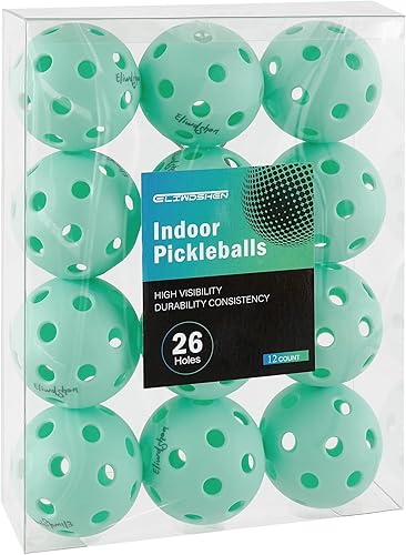 Miniatura 7 de Pelotas de pickleball para interiores, resistentes a las grietas, 26 agujeros, paquete de 6, paquete de 12 unidades, fabricadas según los estándares