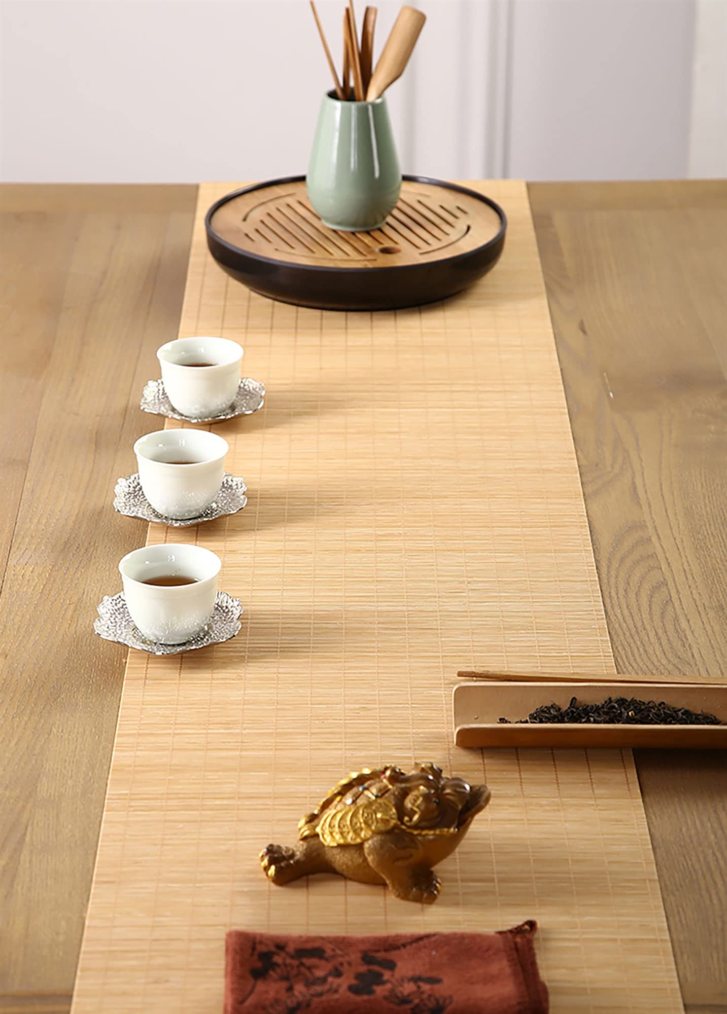 Mantel individual de madera reciclada resistente al calor, ecológico, resistente a las manchas y fácil de limpiar, disponible en 30 cm, 40 cm, 50 cm, 60 cm de ancho, color natural, 50 x 100 cm