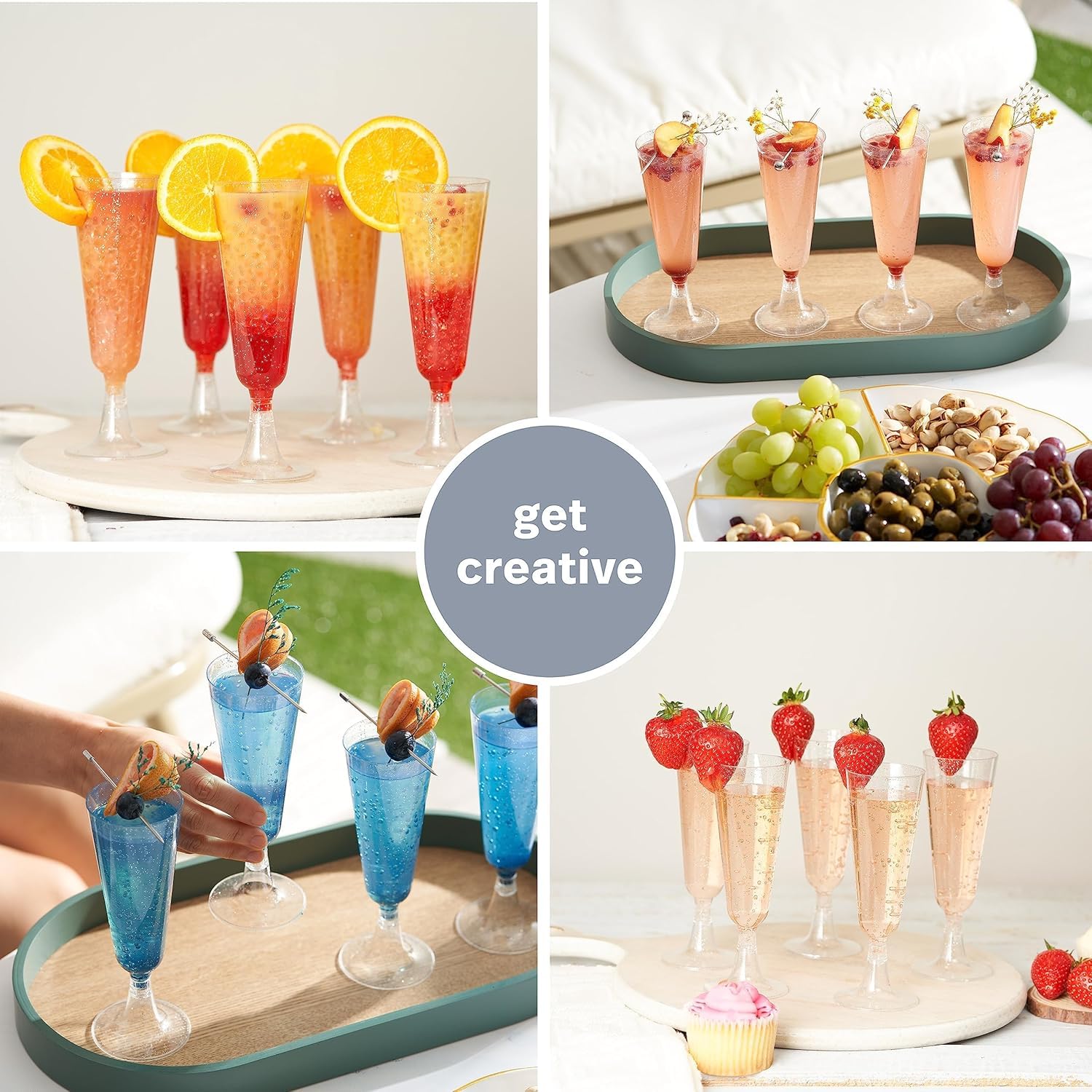 Matana - 50 Flute in Plastica con Glitter Dorati, 150ml – Calici Riutilizzabili Lavabili per Vino, Cocktail, Dessert – Bicchieri Eleganti in Plastica Rigida per Feste e Occasioni Speciali