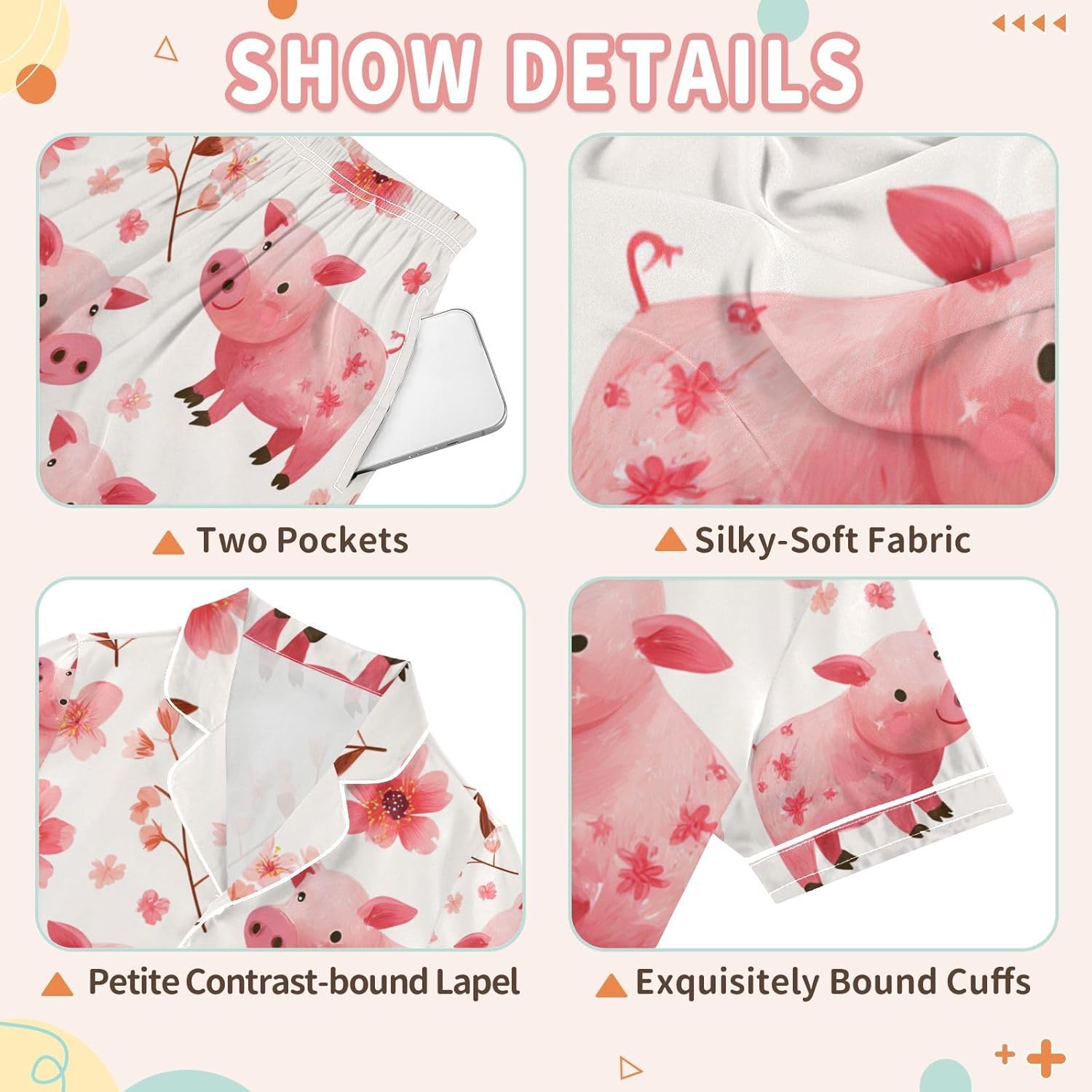 Silk Pajamas Sets Soft Satin 2 Piece Pjs Set Short Sleeve Sleepwear Nightwear