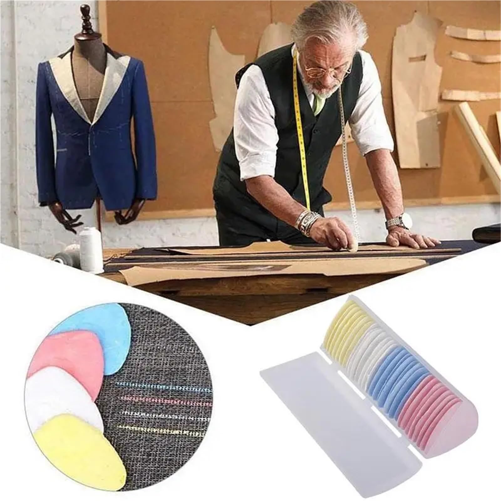 Tailors Kreda do szycia 10 pudełek krawców zestaw markerów do tkanin kredowych: Wymazywalne narzędzia do majsterkowania, patchworków i szycia robótek ręcznych (30 szt.)