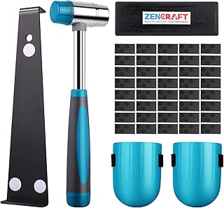Premium Laminate Wood Flooring Installation Kit | Heavy Duty Pull Bar | Durable Rubber Tapping Block | Double-Faced Carbon Steel Hammer| Comfortable Foam Knee Pads | 40 Wedge Spacers - coolthings.us