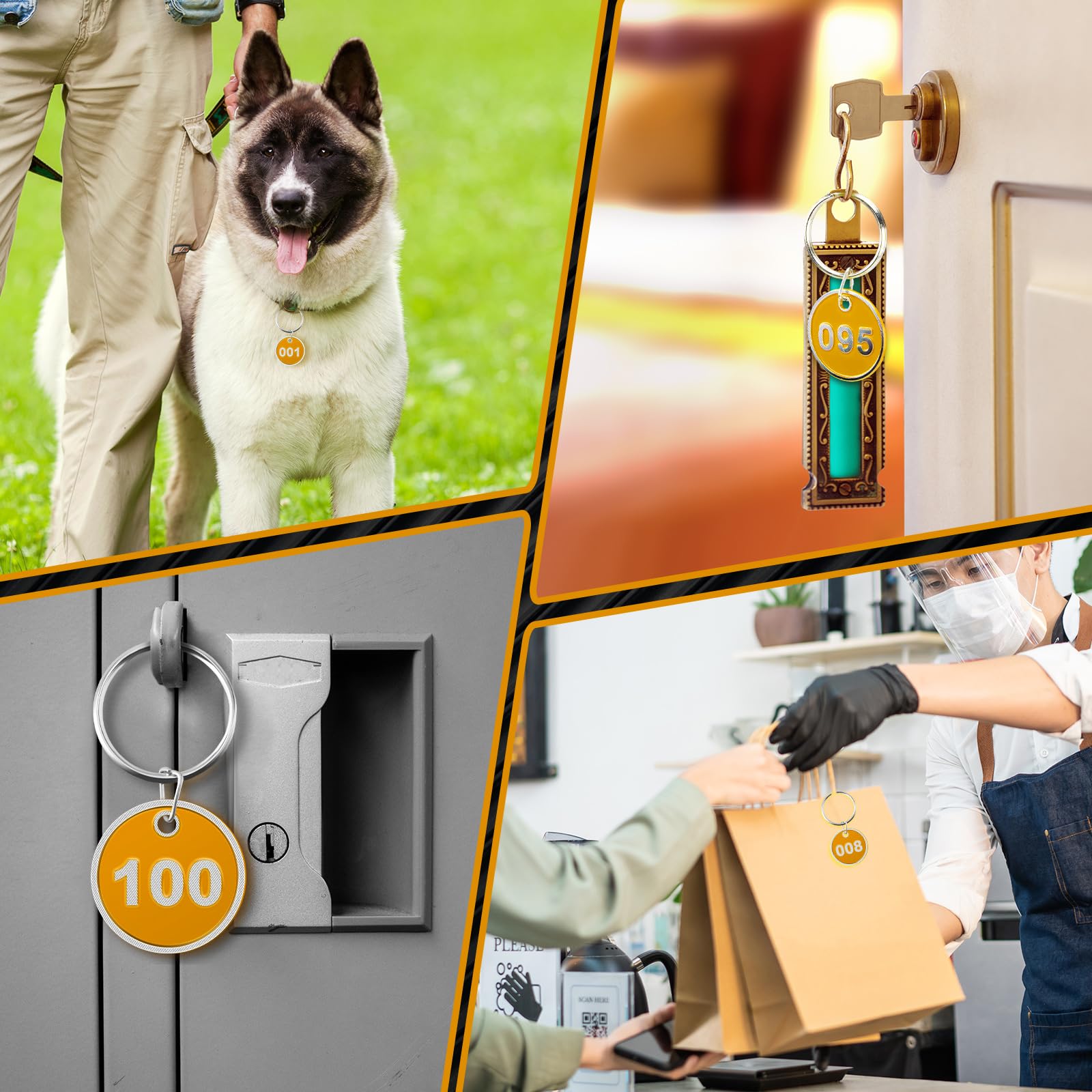 Tandefio 1–100 nummerierte Schlüsselanhänger, rund, Aluminiumlegierung, Metall, Nummernschilder, Markierung, Gepäcketiketten mit Ringen für Schlafsaal, Schlüsselanhänger, Box, Schrank, Schließfächer