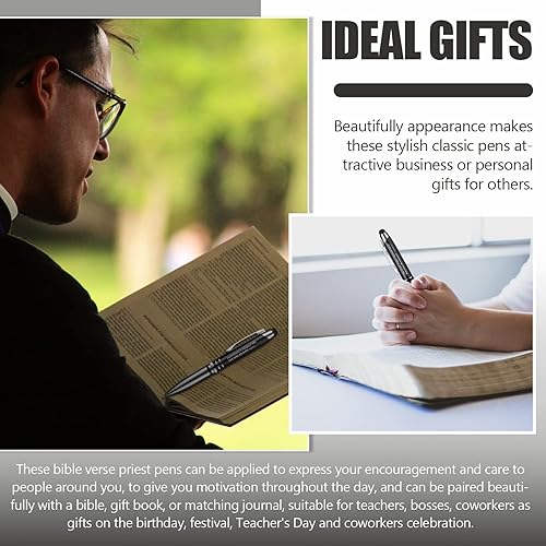 Miniatura 6 de Juego de 2 rotuladores de regalo cristianos grabados con marca 9:23, filipenses 4:13, religioso, 3 en 1, con luz LED y punta de lápiz capacitivo,