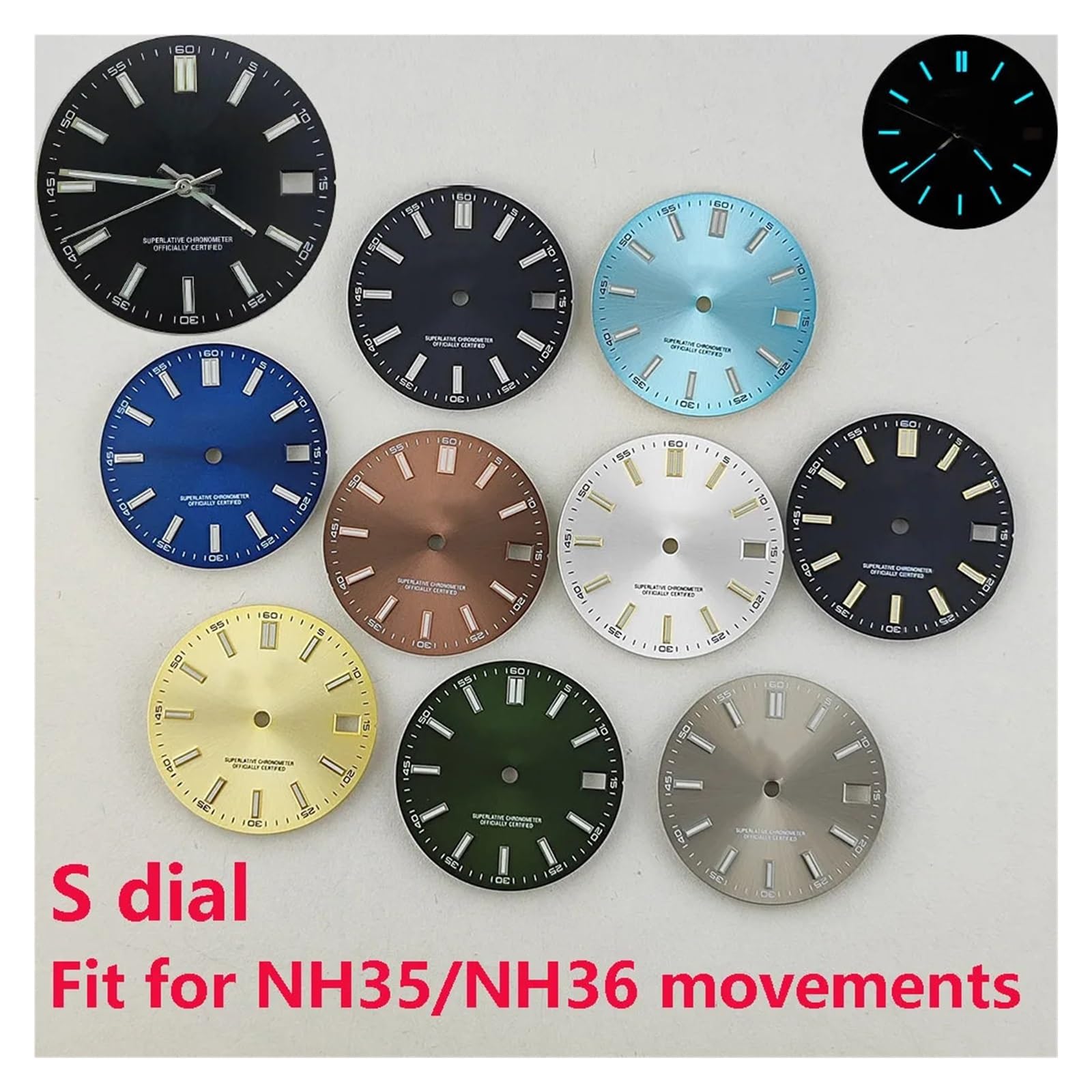 ZHGUIMING 28,5 mm NH35 quadrante S quadrante Orologio lancette Adatto for Movimento NH35/NH36 Orologio Accessori Strumento di Riparazione(4)