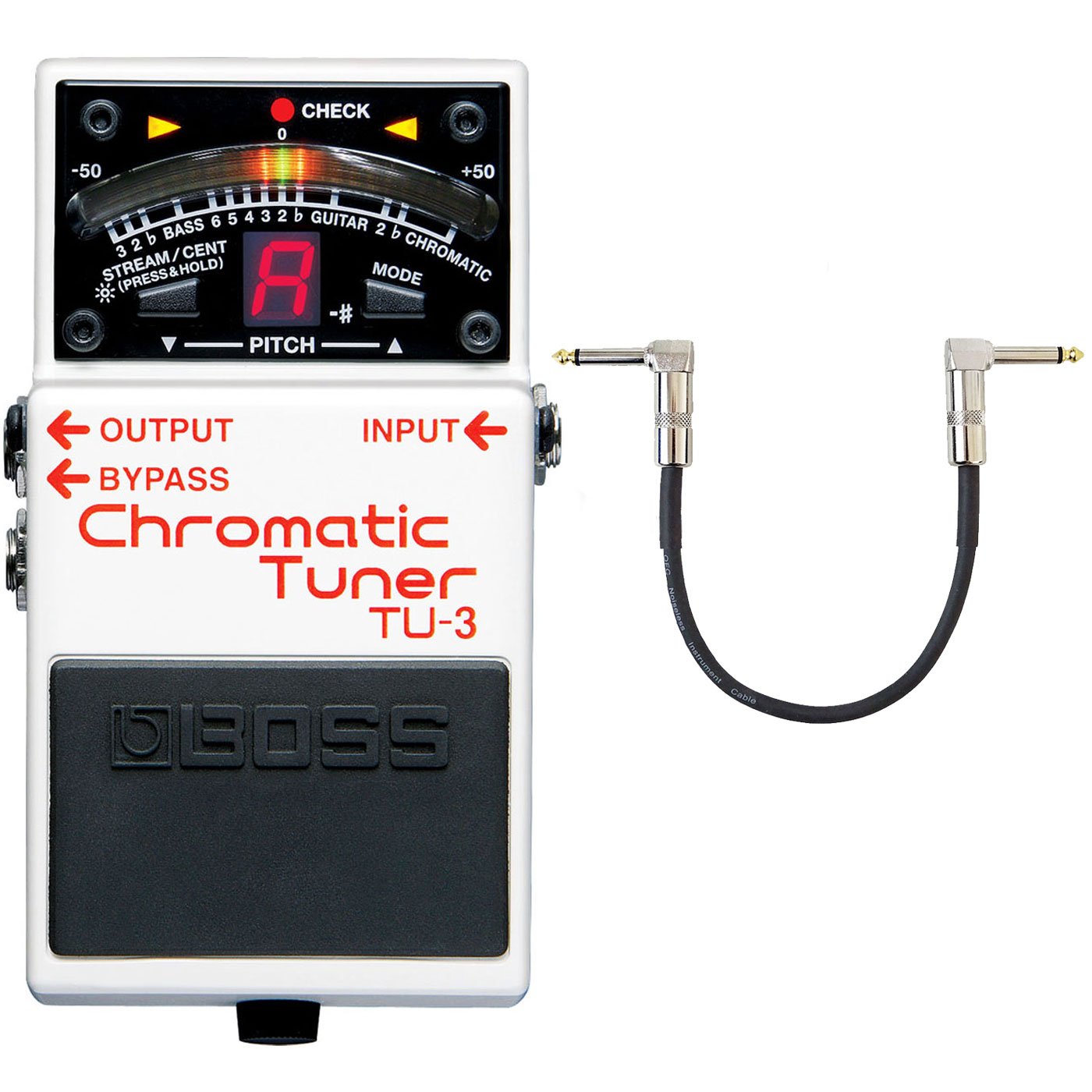 Boss TU-3 chromatic tuner + KEEPDRUM patch cable 30 cm