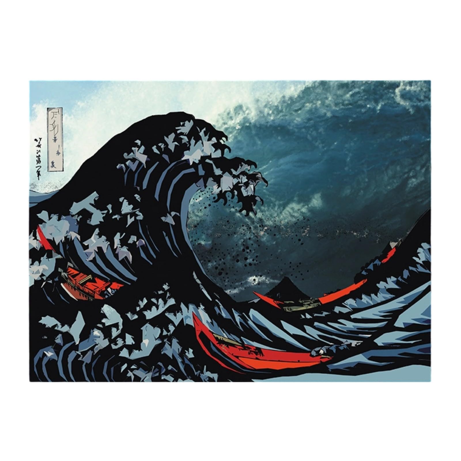 Tsophreniq Japanese Themed Wall Decors Tapestry with Classical Great Waved Pattern Soft Textured for Bedroom Living Room Styling Traditional Japanese Wall Hanging Tapestry