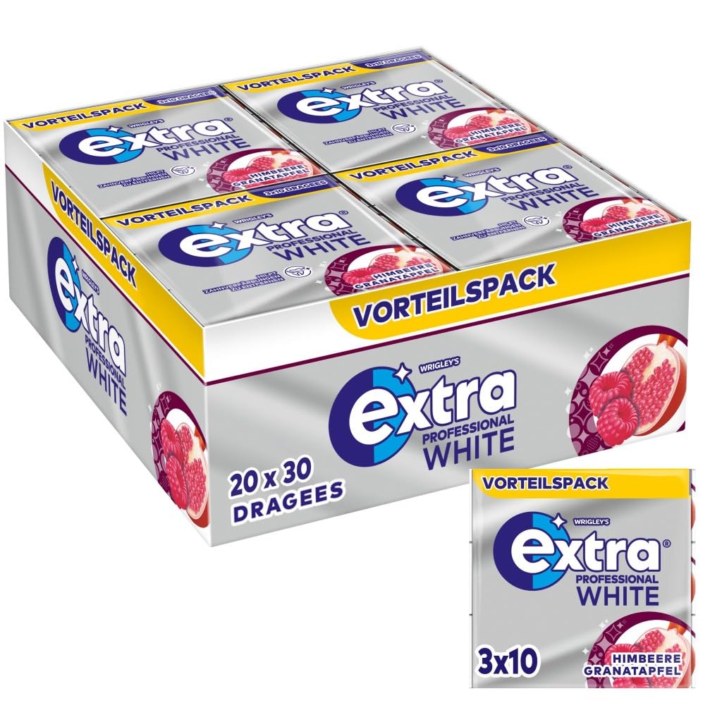 Extra Professional White Himbeere Granatapfel Kaugummi Zuckerfrei 20x30
